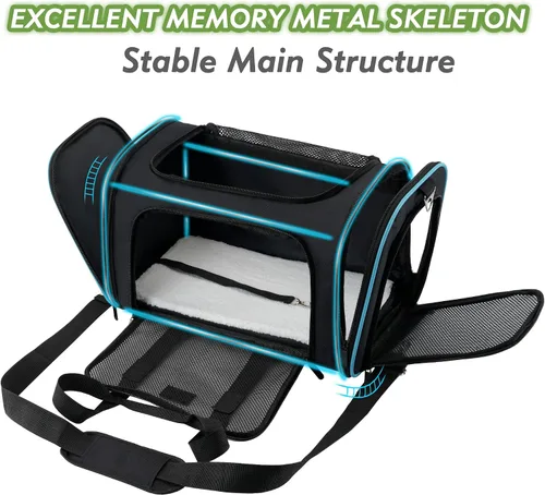 Vista 2 de Soundy Transportador Grande para Gatos Transportador para Perros Menos de 25 Libras, Bolsa Portátil para Mascotas Plegable Ventilada con Malla