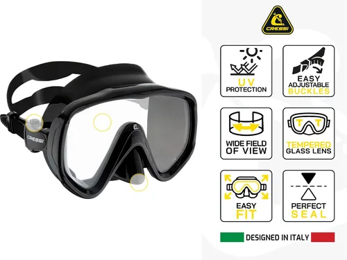 Vista 3 de Adulto lente única máscara para máxima visión mientras buceo y Snorkeling Liberty por Cressi: calidad desde 1946