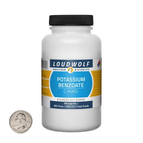 Vista 8 de Benzoato de potasio / botella de 4 onzas / 99% puro USP-FCC de grado alimenticio/microprills