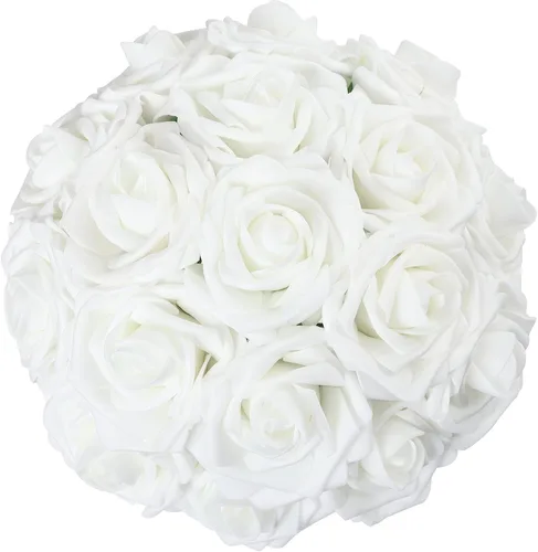 Vista 17 de 25 piezas Flores Artificiales, Rosas de Espuma Artificiales de Tacto Real Decoración Bricolaje para Boda Dama de Honor Ramo Nupcial Centros de Mesa