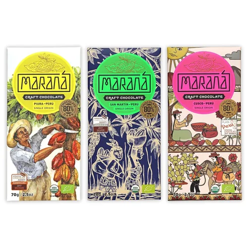 Vista 9 de Maraná Chocolate 70% Cacao Variedad Chocolate Negro Paquete de 3 – Chocolate peruano – Premium, grano a barra, de origen directo, hecho en origen