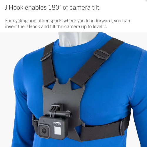 Vista 3 de Montaje en el pecho con gancho en J para GoPro y otras cámaras de acción Fits GoPro, DJI Osmo (Action 6, Action 5 Pro, 4, 3), Insta360