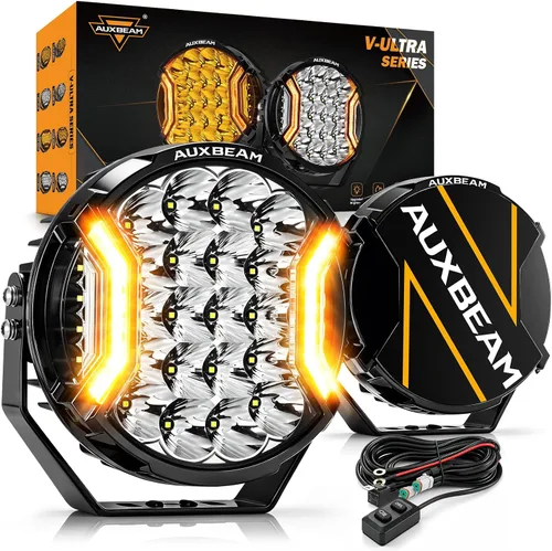 Vista 12 de Auxbeam V-Ultra Series - Faros antiniebla ámbar tipo cápsula de 3 pulgadas y 108W, función DRL, 3 modos y cubiertas protectoras, barra de luz