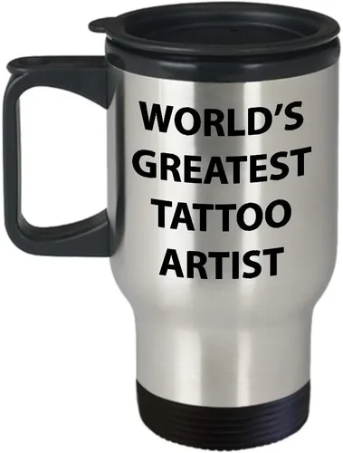 Vista 3 de Funny Cute Gag Gifts for Worlds Greatest Tattoo Artist - Coffee Tumbler Travel Mug Body Art International Festival Licensed Tattooer Tattooist