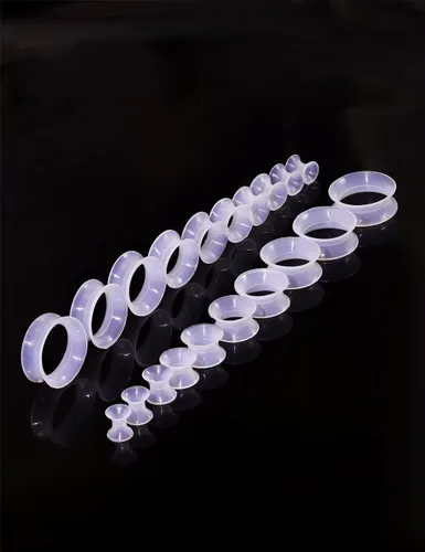 Vista 2 de Yaalozei 6G 4G 2G 2G 00G 0.472 in 0.551 in 0.630 in 0.709 in 0.787 in Ultra delgado silicona flexible túnel expansor de túnel de carne Calibre
