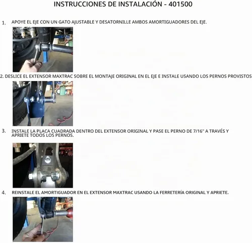 Vista 3 de Maxtrac Suspensión 401500 Extensores de choque traseros bajados
