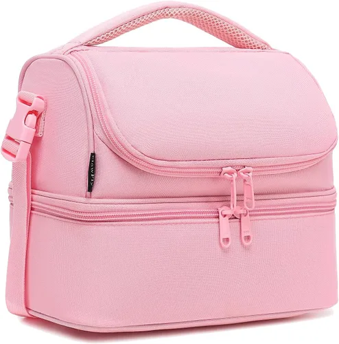 Vista 25 de FlowFly Bolsa de almuerzo aislada de dos pisos para niños, niñas, hombres, mujeres, con correa ajustable, para automóvil