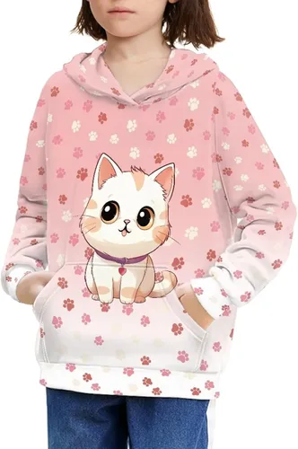 Vista 29 de Ystardream - Sudaderas para niñas adolescentes con bolsillo, sudaderas de manga larga para niños 0 Lindo Axolotl Rosa