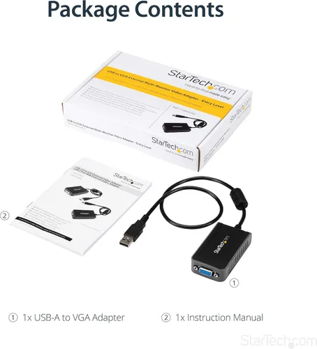 Vista 5 de StarTech Adaptador USB 2.0 a VGA, convertidor de monitor USB a VGA para Windows, 1440x900 (sin soporte para macOS/ChromeOS/Linux)
