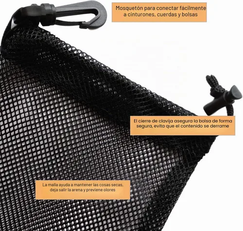 Vista 3 de PALTERWEAR Bolsa de malla con cordón y clips de mosquetón, juego de 4, Negro