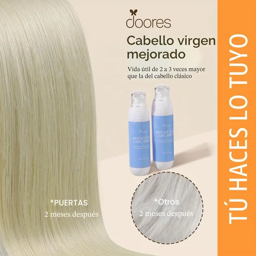 Vista 4 de DOORES Extensiones de cabello humano real con pinzas, balayage, rubio