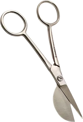 Vista 4 de Cynamed Tijeras de apliques de 5 pulgadas con pala en forma de borde de pato para arte, manualidades, tela, hilo, costura y bordado, tijeras