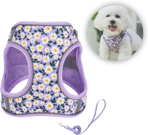 Vista 5 de Secure Large Dog Harness Reflective Stripe for Small Breeds Without Pull Breathable Vest Leash Breathable Dog Vest for Outdoor Walking
