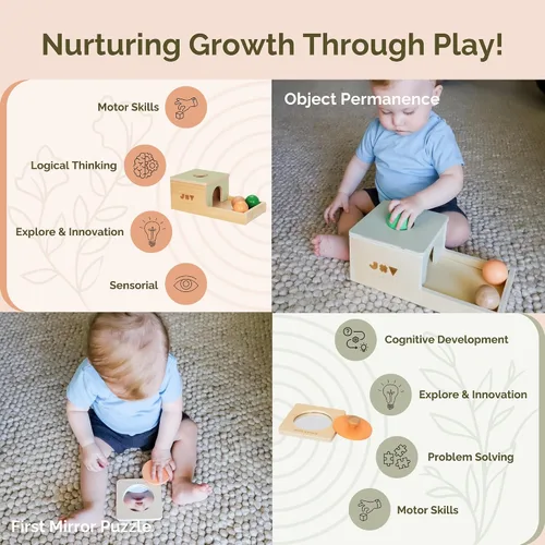 Vista 3 de Jackie & Vancie Juguetes Montessori para Niños de 1 Año, Juego Sensorial 6 en 1 Juguetes de Aprendizaje de Madera, Set de Juguetes Montessori