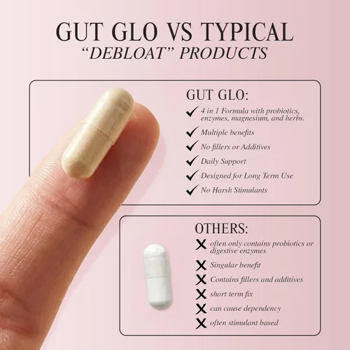 Vista 7 de Gut Glo - Alivio natural de la hinchazón, la salud intestinal, la digestión y el estreñimiento 4 en 1 probiótico, enzima digestiva, magnesio