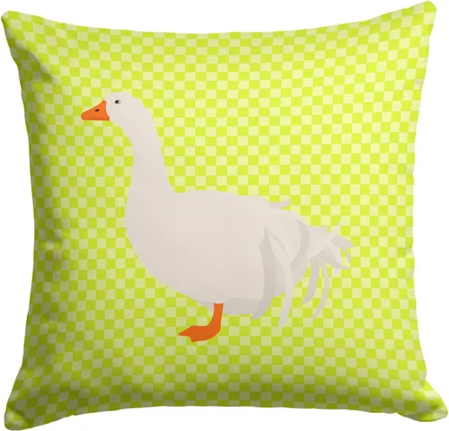 Vista 219 de Caroline's Treasures BB8163PW1414 Beltsville - Almohada decorativa de tela a cuadros pequeños, color blanco, pavo y gallina azul, lavable a máquina