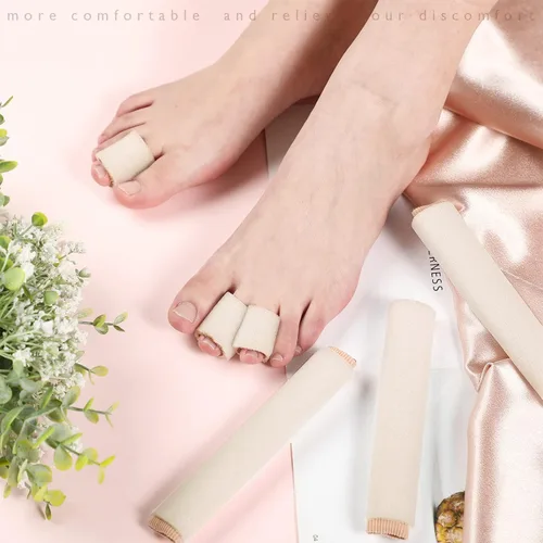 Vista 7 de Tondiamo 6 fundas protectoras de espuma para dedos de los pies, juanetes, martillo, callo, ampolla, dolor (M, beige)