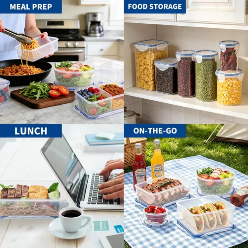 Vista 6 de KIGI Mini recipientes de plástico para almacenamiento de alimentos de 6 onzas con tapas herméticas y a prueba de fugas, ideales para almuerzo