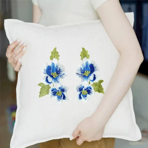 Vista 3 de 1 par de parches de peonía azul, apliques de flores para ropa de bricolaje, jeans Parches florales suaves para accesorios de ropa, decoración