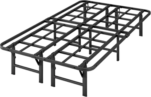 Vista 12 de Marcos de cama plegables individuales resistentes, base de colchón resistente de 14 pulgadas de alto, marco de cama de plataforma metálica