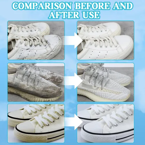 Vista 3 de Kit de limpieza de zapatos, limpiador de zapatos blanco de 6.76 onzas, elimina la suciedad y las manchas, kit de limpiador de zapatos con cepillo