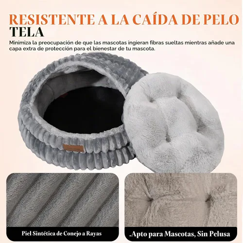 Vista 3 de CHEERPALS Cama tipo cueva para gatos de interior cubierta con capucha