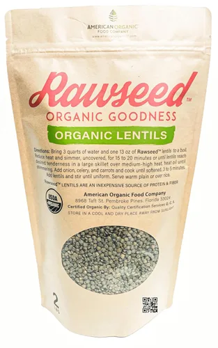 Vista 6 de Lentejas certificadas orgánicas Rawseed Multicolor 2 lb 4 Pack que contiene: Negro, Naranja, Francés y Marrón (1 bolsa de cada uno). Este paquete