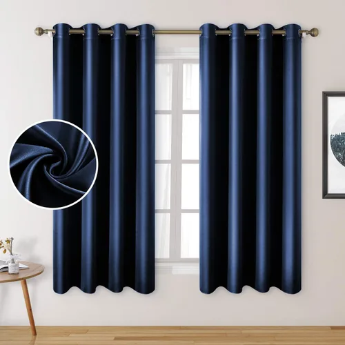 Vista 25 de HOMEIDEAS 2 paneles de cortina de seda sintética, cortinas opacas para dormitorio