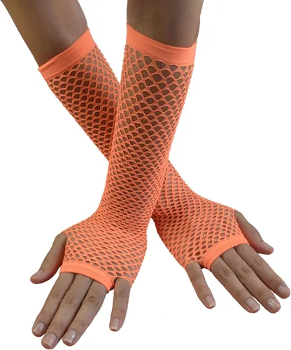 Vista 8 de Guantes de red para mujer, mangas largas de red de pesca para trajes Emo Punk 12 pares de guantes de red largos y cortos