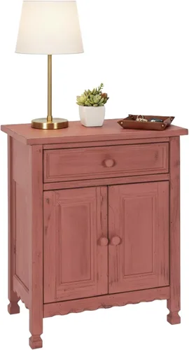 Vista 11 de Gabinete de acento de cabaña rústica con 1 cajón y 2 puertas en acabado azul antiguo para sala de estar - Requiere ensamblaje, madera desgastada