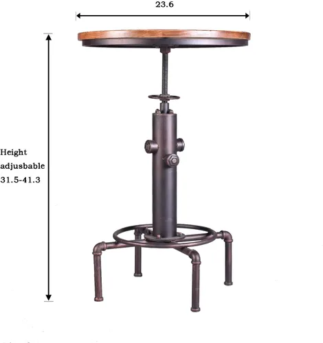 Vista 3 de Topower Mesa de bar industrial de 31.5-41.3 pulgadas, mesa de pub ajustable para cocina, comedor, mesa de café bistró (bronce)