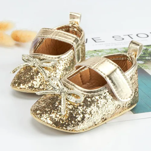 Vista 4 de Meckior Zapatos deportivos para bebé y niñas, suela suave, con lazo, princesa, vestido de boda, Mary Jane, planos, para recién nacidos, ligeros