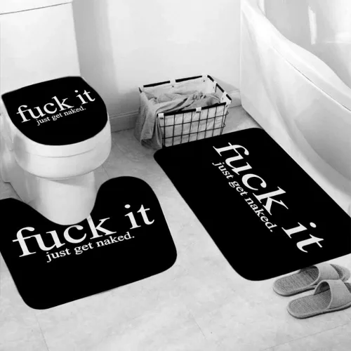 Vista 4 de Fuck It Cortina de ducha Get Naked, tela de poliéster, lavable a máquina, impermeable, decoración de baño, ojales de cobre reforzado, regalo, 12