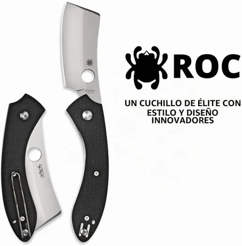 Vista 2 de Spyderco Roc G-10 cuchillo de filo simple, color negro.
