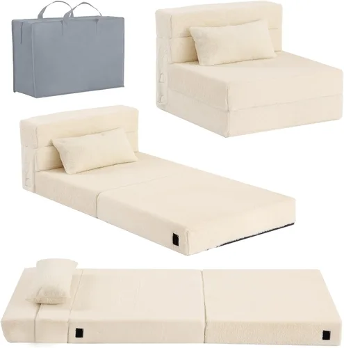 Vista 16 de Tiita Colchón de Piso Plegable para Sofá Cama para Niños, Colchoneta de Siesta de Piso Plegable Lavable para Niños Pequeños, Sofá Futón Plegable