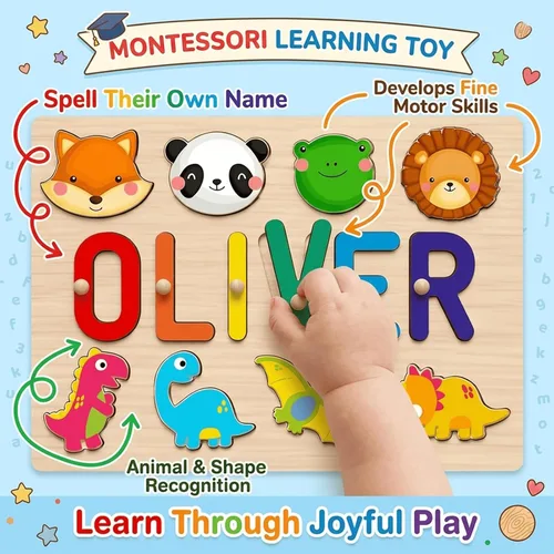 Vista 5 de Rompecabezas de nombre personalizado para niños, regalo de juguetes personalizados para bebés, rompecabezas de nombre personalizados para niños
