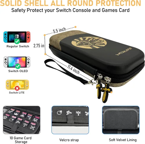 Vista 4 de CHIKIXSON Switch Storage Case, Switch Carry Case for SwitchSwitch OLED, Zelda Tears of the Kingdom Switch Accessories Hard Case Storage 10 game Card