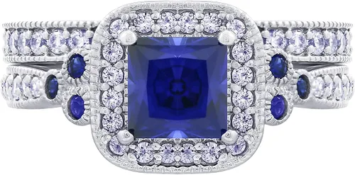 Vista 48 de Amazon Essentials Anillo antiguo de plata de ley chapada en platino o oro con circonita cúbica de elementos infinitos de corte Asscher