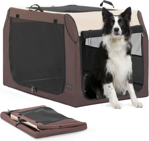 Vista 14 de PETSFIT Jaula de viaje para perros, jaula suave para perros, estructura ajustable resistente de 24 pulgadas, fácil de instalar, perrera portátil