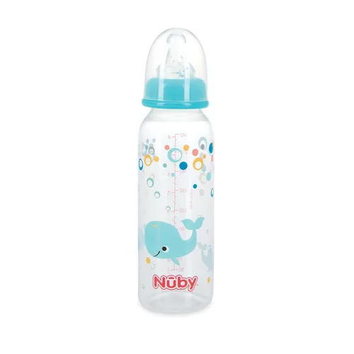 Vista 8 de Nuby Botella tintada de cuello estándar, 8 onzas, 1 paquete de 1 botella, los colores/patrones pueden variar