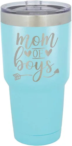 Vista 23 de MOM OF BOYS Vaso negro de 30 onzas con popote y tapa superior deslizante Taza de viaje de acero inoxidable Comparar con Yeti Rambler