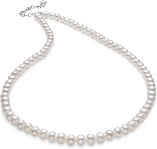 Vista 2 de Conjunto de perlas cultivadas de agua dulce para mujer con collar, pulsera y aretes, Perla, Perla