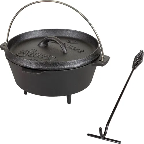 Vista 20 de Stansport - Horno holandés de hierro fundido presazonado de 1 cuarto con fondo plano (16016) Pre-seasoned cast iron with a flat bottom for stovetop