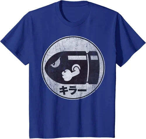 Vista 43 de Super Mario Camiseta con logotipo de Bullet Bill Distressed en Kanji