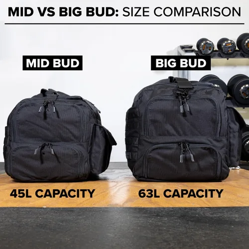 Vista 6 de Serious Steel Fitness Bolsa de gimnasio de nailon 1000D resistente (Mid BUD - Negro)