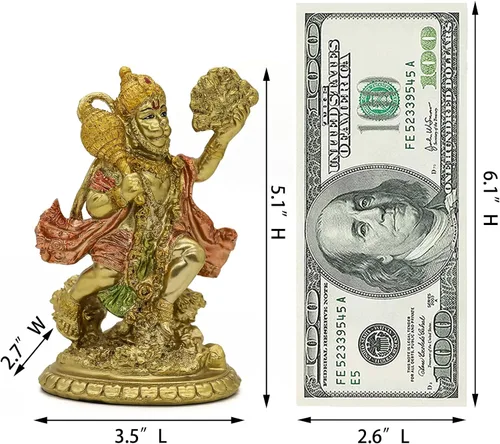 Vista 5 de alikiki Estatua de Hanuman volador de Dios hindú – Ídolo indio Hanuman Murti Pooja Escultura India Señor Estatuilla de Señor de la India Templo