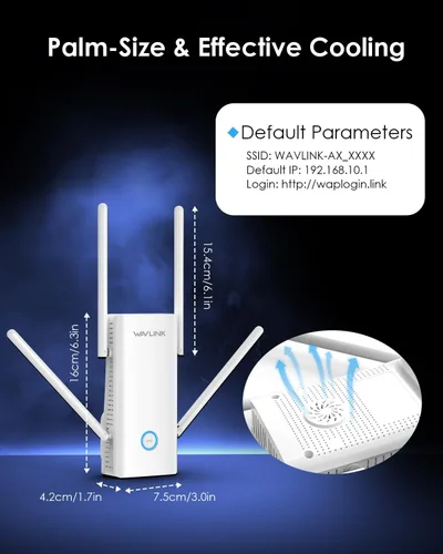 Vista 6 de WAVLINK Extensor WiFi 6 AX3000 - Extensor de Internet Amplificador WiFi con 5 Antenas de Alta Ganancia y Beamforming, Cobertura de Banda Dual