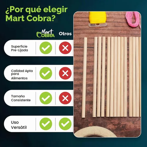 Vista 6 de 200 varillas de madera de 1/4 x 6 pulgadas, clavijas de madera precortadas para tartas escalonadas, palos de madera para suministros