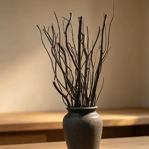 Vista 7 de 15Pcs Dried Curly Willow Branches Dark Brown Dried Twigs Vase Rustic Decor