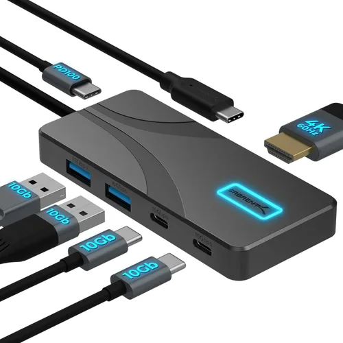 Vista 10 de Sabrent USB de 4 puertos 3.0 Hub con interruptores individuales de energía y LEDs (HB-UM43)